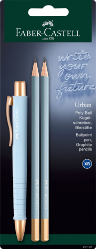 DŁUGOPIS POLY BALL URBAN + 2 OŁÓWKI SKYBLUE BLISTER FABER-CASTELL