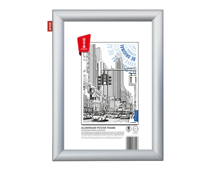 Ramka plakatowa MEMOBE, aluminiowa, (A4) 21x29,7 cm