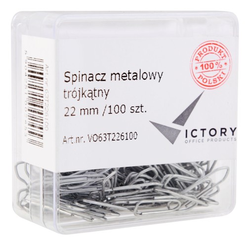 SPINACZ METALOWY TRÓJKĄTNY 22MM OP6 100 SZT. VICTORY OFFICE