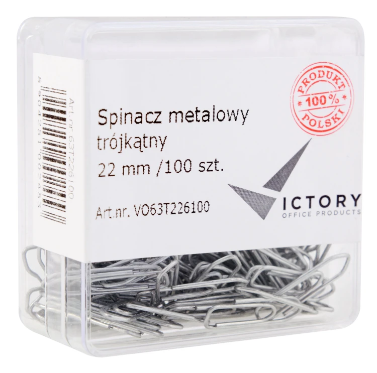 SPINACZ METALOWY TRÓJKĄTNY 22MM OP6 100 SZT. VICTORY OFFICE