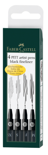 PITT ARTIST PEN CZARNY 199 ETUI 4 SZT.FABER-CASTELL