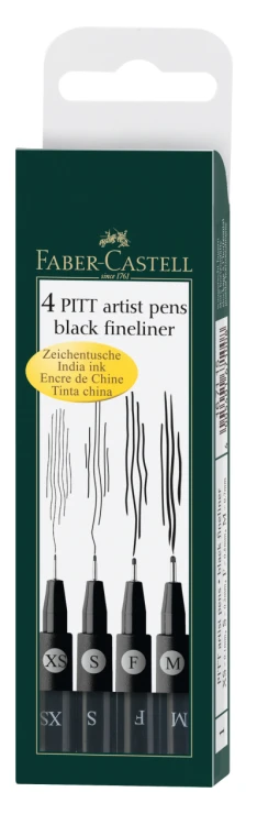 PITT ARTIST PEN CZARNY 199 ETUI 4 SZT.FABER-CASTELL