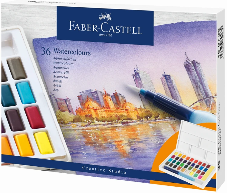 FARBY AKWARELOWE CS W KOSTKACH 36 KOL. PLASTIKOWE OPAKOWANIE FABER-CASTELL