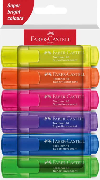 ZAKREŚLACZ 1546 6 KOL. NEONOWYCHOPAKOWANIE KARTONOWE FABER-CASTELL