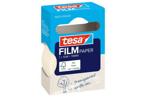 TAŚMA BIUROWA PAPIEROWA TESAFILM  TRANSPARENTNA 10M x 19MM