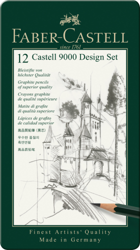 OŁÓWEK CASTELL 9000 DESIGN 12 SZT. OPAKOWANIE METALOWE FABER-CASTELL