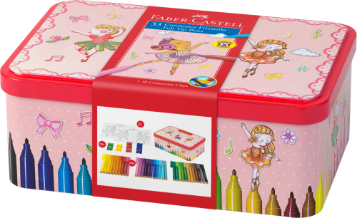 FLAMASTRY CONNECTOR 33 KOL.W METALOWEJ SZKATUŁCE UPOMINKOWEJ "BALLERINA" FABER-CASTELL