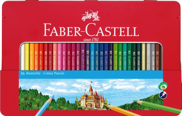 KREDKI ZAMEK 36 KOL. OPAK. METALOWE FABER-CASTELL