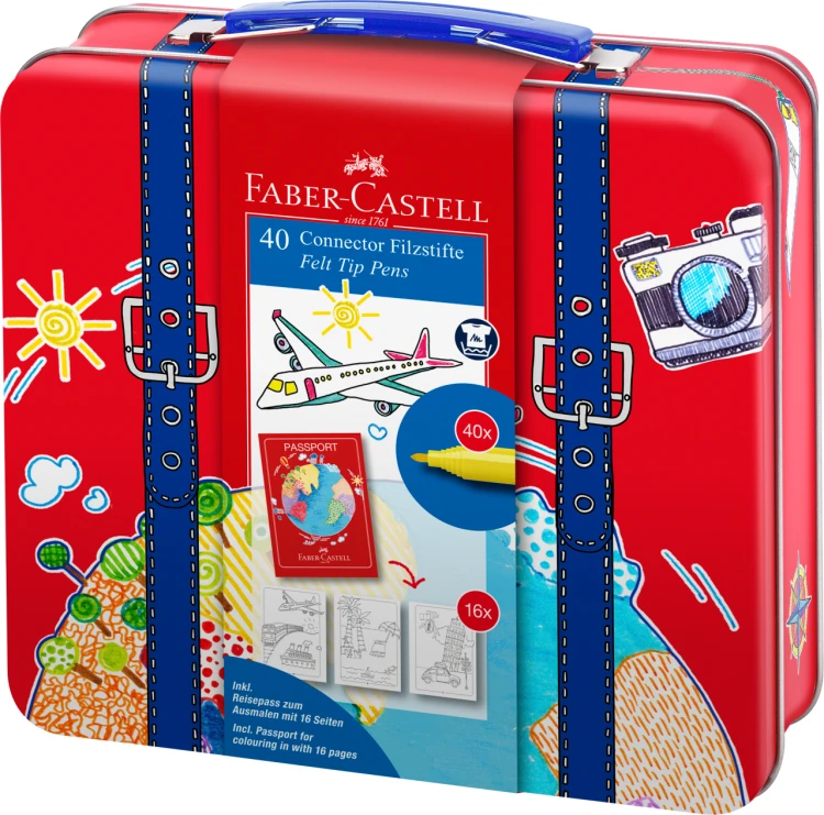 FLAMASTRY CONNECTOR 40 SZT. METALOWA WALIZKA FABER-CASTELL