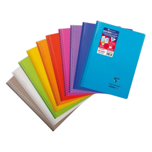 KOŁONOTATNIK KOVERBOOK, W OKŁADCE Z PP, A4, W LINIE Z MARGINESEM, 80 KARTEK, MIX KOLORÓW  CLAIREFONTAINE