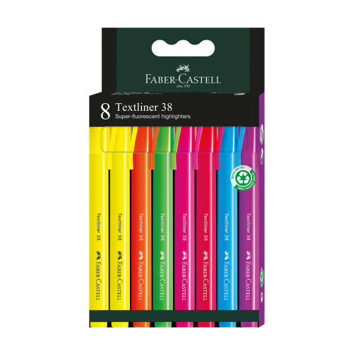 ZAKREŚLACZ 38 8 KOL. OPAKOWANIE KARTONOWE FABER-CASTELL