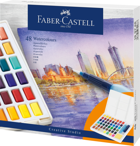 FARBY AKWARELOWE CS W KOSTKACH 48 KOL. PLASTIKOWE OPAKOWANIE FABER-CASTELL
