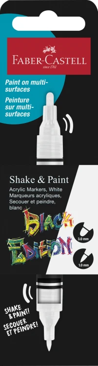 MARKER AKRYLOWY BLACK EDITION SHAKE&PAINT 1 SZT. BIAŁY OP. KARTONOWE FABER-CASTELL