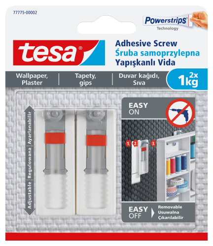 REGULOWANA ŚRUBA SAMOPRZYLEPNA DO TAPET TESA 1KG BIAŁA