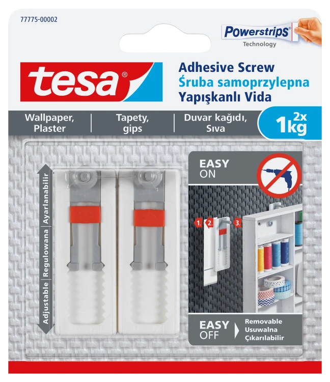 REGULOWANA ŚRUBA SAMOPRZYLEPNA DO TAPET TESA 1KG BIAŁA