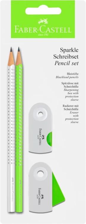 ZESTAW SPARKLE & SLEEVE NEON ZIELONY/ BIAŁY BLISTER FABER-CASTELL