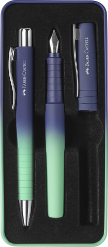 ZESTAW PREZENTOWY POLY PIÓRO WIECZNE M + DŁUGOPIS BUZZING BLUE FABER-CASTELL