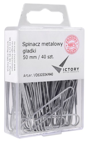 SPINACZ METALOWY GŁADKI 50MM OPKM 40 SZT. VICTORY OFFICE