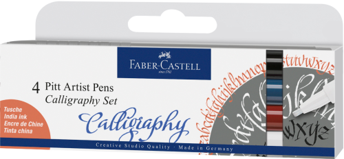 PITT ARTIST PEN ZESTAW DO KALIGRAFII ETUI 4 SZT. (KOL. 199, 188, 247, 101) FABER-CASTELL