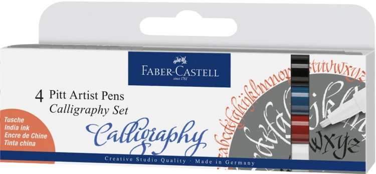 PITT ARTIST PEN ZESTAW DO KALIGRAFII ETUI 4 SZT. (KOL. 199, 188, 247, 101) FABER-CASTELL