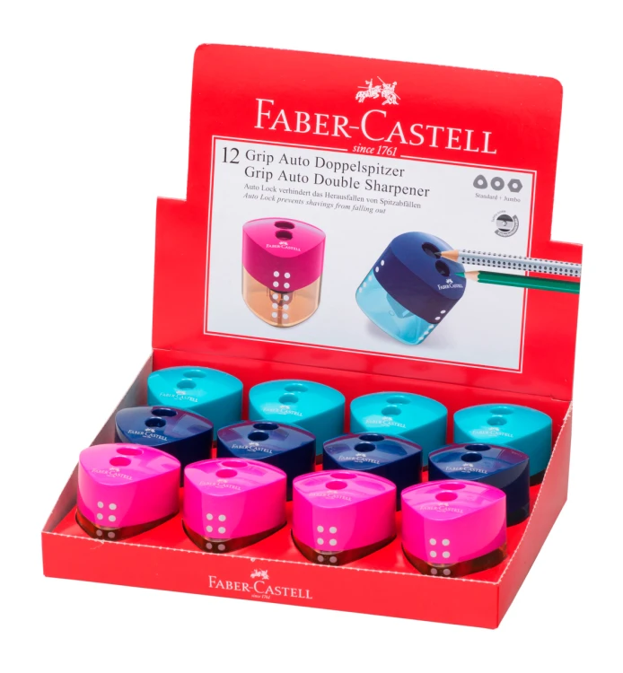 TEMPERÓWKA GRIP AUTO PODWÓJNA Z POJEMNIKIEM MIX KOL. TREND 19 FABER-CASTELL