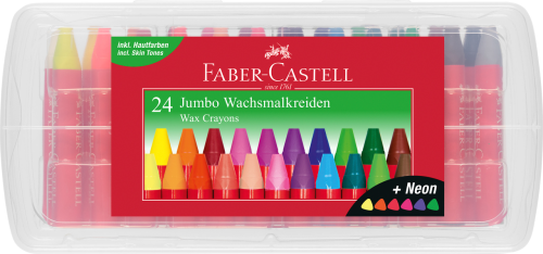 KREDKI WOSKOWE TRÓJKĄTNE 24 KOL. ( W TYM 6 KOL. NEONOWYCH ) OPAKOWANIE PLASTIKOWE FABER-CASTELL