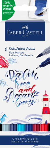 PISAK AKWARELOWY GOLDFABER AQUA DWUSTRONNY ZESTAW DO HANDLETTERINGU SEASIDE 6 SZT. FABER-CASTELL