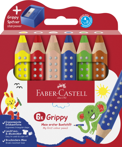 KREDKI GRIPPY 6 KOL. + TEMPERÓWKA FABER-CASTELL