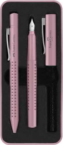 ZESTAW PREZENTOWY GRIP 2010 PIÓRO WIECZNE + DŁUGOPIS ROSE SHADOWS OPAKOWANIE METALOWE FABER-CASTELL