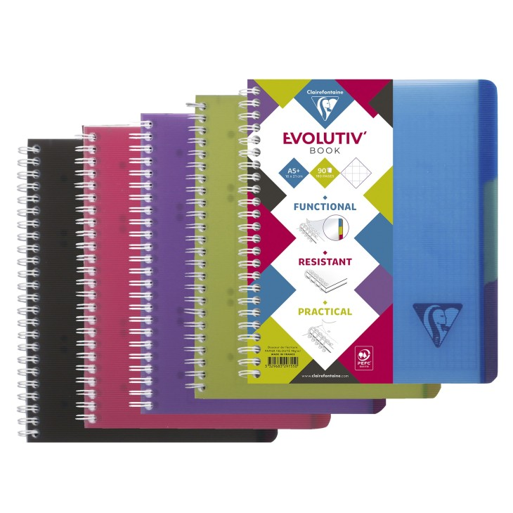 KOŁONOTATNIK LINICOLOR EVOLUTIV INTENSIVE W OKŁADCE Z PP, FORMAT A5+ (16X21 CM), W KRATKĘ, 90 KARTEK, 3 PRZEKŁADKI, MIX