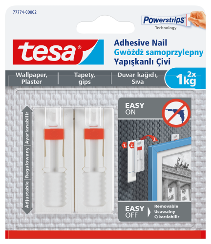 REGULOWANY GWÓŹDŹ SAMOPRZYLEPNY DO TAPET TESA 1KG BIAŁY