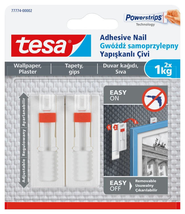REGULOWANY GWÓŹDŹ SAMOPRZYLEPNY DO TAPET TESA 1KG BIAŁY