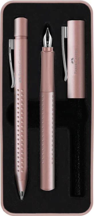 ZESTAW PREZENTOWY GRIP 2011 PIÓRO+ DŁUGOPIS PALE ROSE OP. METALOWE FABER-CASTELL