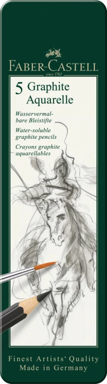 OŁÓWKI GRAPHITE AQUARELLE 5 SZT. OPAKOWANIE METALOWE FABER-CASTELL