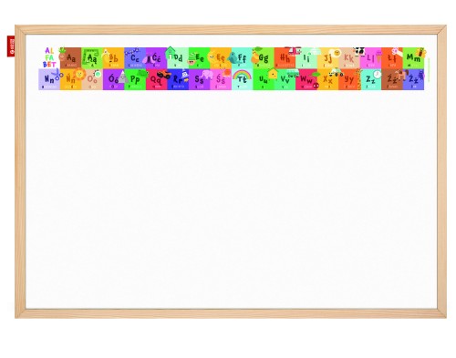 Tablica edukacyjna MemoBe, WHITEBOARDGAME: Alphabet adventure!, nadruk ALFABET, wersja PL, rama drewniana, 90x60 cm