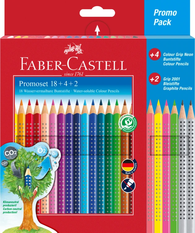KREDKI GRIP 2001 18 KOL.+4 KOL. NEONOWE+2 OŁÓWKI FABER-CASTELL