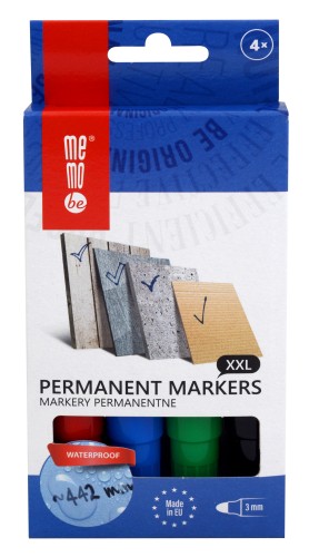 Marker permanentny M200 MemoBe końcówka okrągła 3 mm 4-kol. op. kartonowe