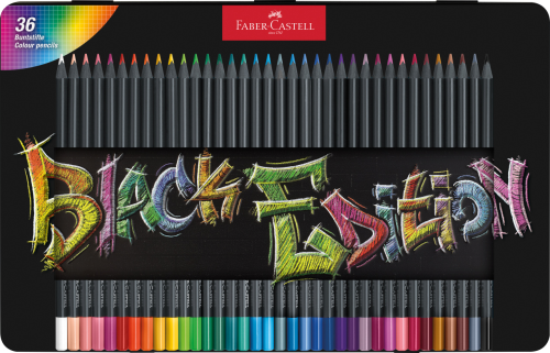 KREDKI TRÓJKĄTNE BLACK EDITION 36 KOL. OPAKOWANIE METALOWE FABER-CASTELL