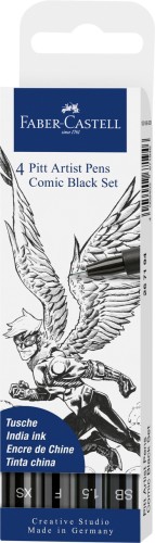 ZESTAW PIT ARTIST PEN DO RYSOWANIA KOMIKSÓW "THE FAMAZINGS- SON" 4 SZT.  FABER-CASTELL