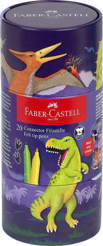 PISAKI CONNECTOR 20 SZT. DINOZAURMETALOWE OPAKOWANIE UPOMINKOWE FABER-CASTELL