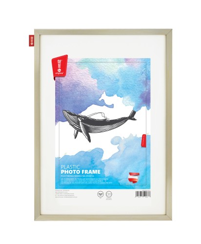 Ramka na zdjęcia MEMOBE, rama plastikowa srebrna, 50x40 cm
