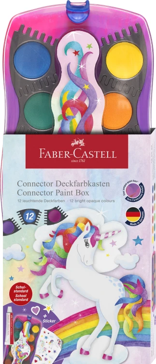 FARBY SZKOLNE CONNECTOR EDYCJA JENOROŻEC 12 KOL. + NAKLEJKI KASETKA FABER-CASTELL