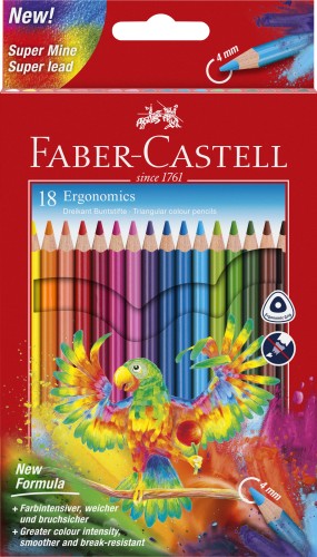 KREDKI TRÓJKĄTNE ERGONOMICS 18 KOL. GRAFIT 4MM FABER-CASTELL