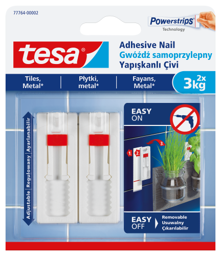REGULOWANY GWÓŹDŹ SAMOPRZYLEPNY DO PŁYTEK 3 KG TESA BIAŁY