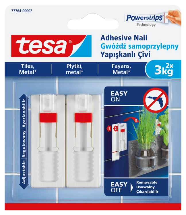 REGULOWANY GWÓŹDŹ SAMOPRZYLEPNY DO PŁYTEK 3 KG TESA BIAŁY