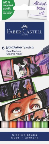 PISAK GOLDFABER SKETCH DWUSTRONNY ZESTAW GRAPHIC NOVEL 6 KOL. FABER-CASTELL