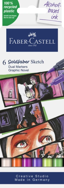 PISAK GOLDFABER SKETCH DWUSTRONNY ZESTAW GRAPHIC NOVEL 6 KOL. FABER-CASTELL