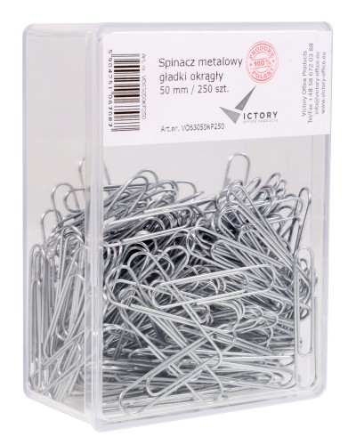SPINACZ METALOWY GŁADKI OKRĄGŁY 50MM OPKP 250 SZT. VICTORY OFFICE