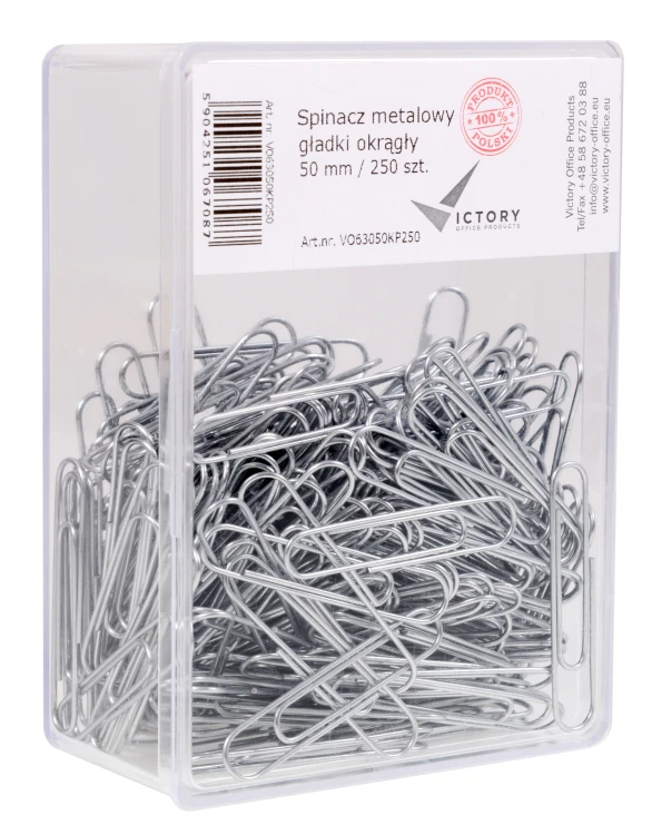 SPINACZ METALOWY GŁADKI OKRĄGŁY 50MM OPKP 250 SZT. VICTORY OFFICE