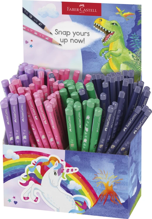 OŁÓWEK EDYCJA JEDNOROŻEC I DINOZAURY HB  DISPLAY MIX 120 SZT. (80 X OŁÓWEK STANDARDOWY, 40 X JUMBO)  FABER-CASTELL